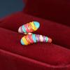 Gold Color Rainbow Enamel Adjustable Rings for Women Opening Rings Wedding Jewelry