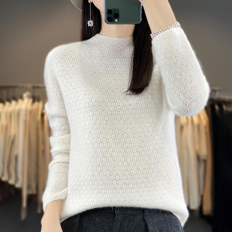 

Жіночий кашеміровий светр Qinghe Cashmere 30% кашеміру 70% вовни Жіночий осінньо-зимовий кашеміровий пуловер М який та теплий XXL білий