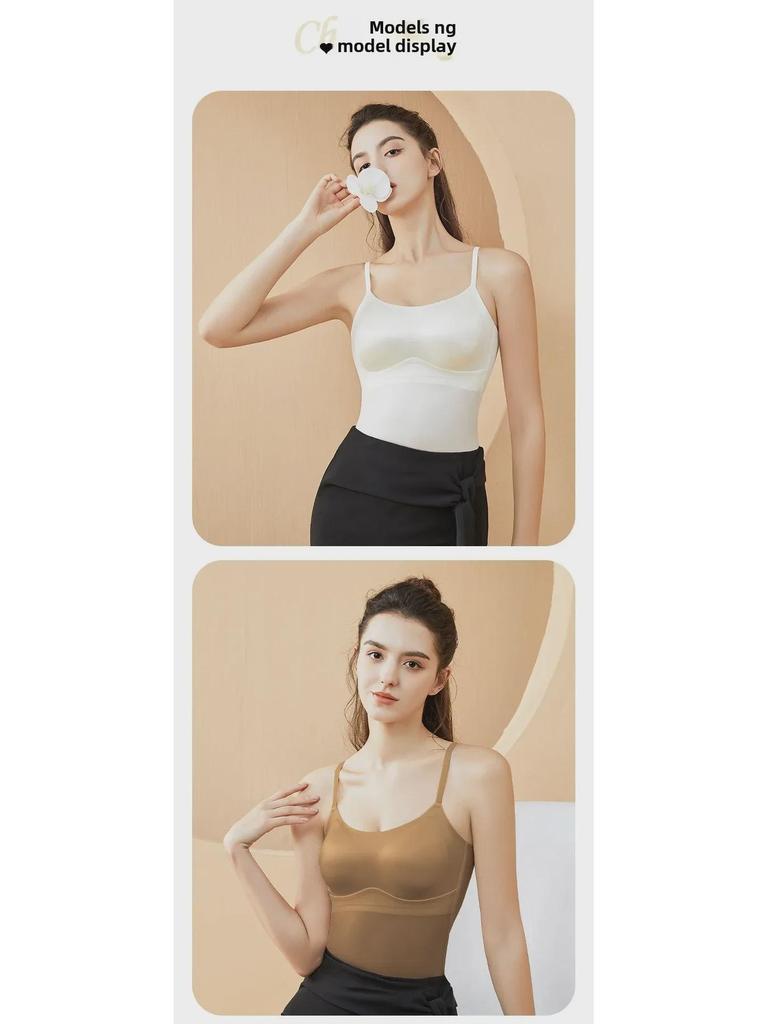 Women's Seamless Silk Camisole with Chest Pad - Sexy, Cool, and Stylish for Spring & Summer