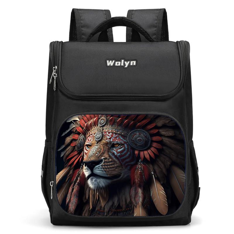 Spacious Lion-themed Backpack For Elementary School Kids Oxford Fabric Lightweight