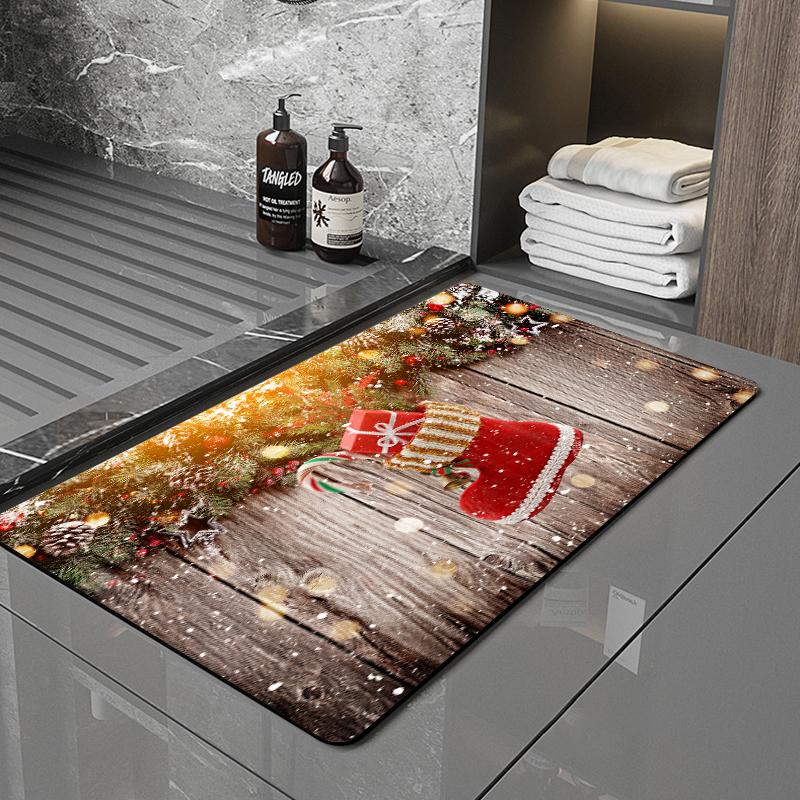SANFAN Customizable Christmas Multipurpose Floor Mat Doorway Bath Mat Kitchen Mat