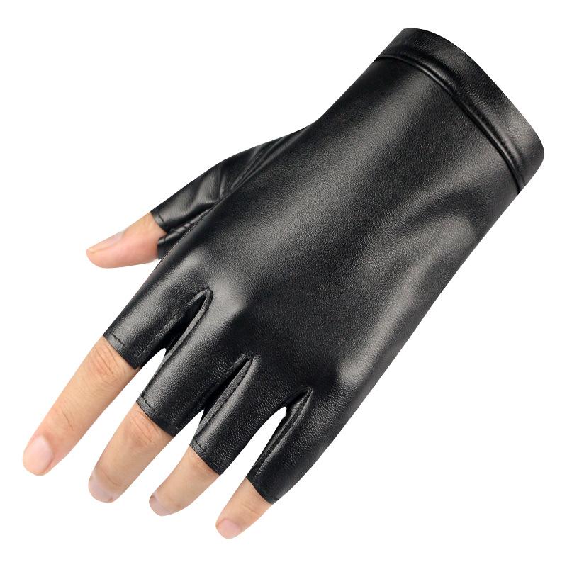 Leather half-finger gloves Male s and women s four-season dancing Riding Fingerless fingers Fingerless half-hand High Quality Practical Daily Use