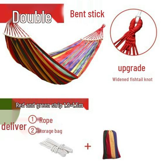 Canvas Hammock for Camping - Anti-rollover Design, Single/Double Person, Outdoor Swing with Curved Support