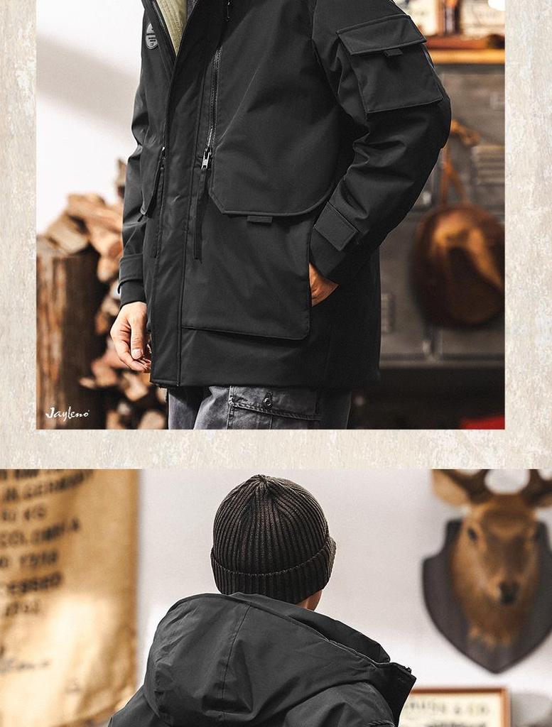 American Workwear Men's Mid-Length Hooded Winter Parka Jacket