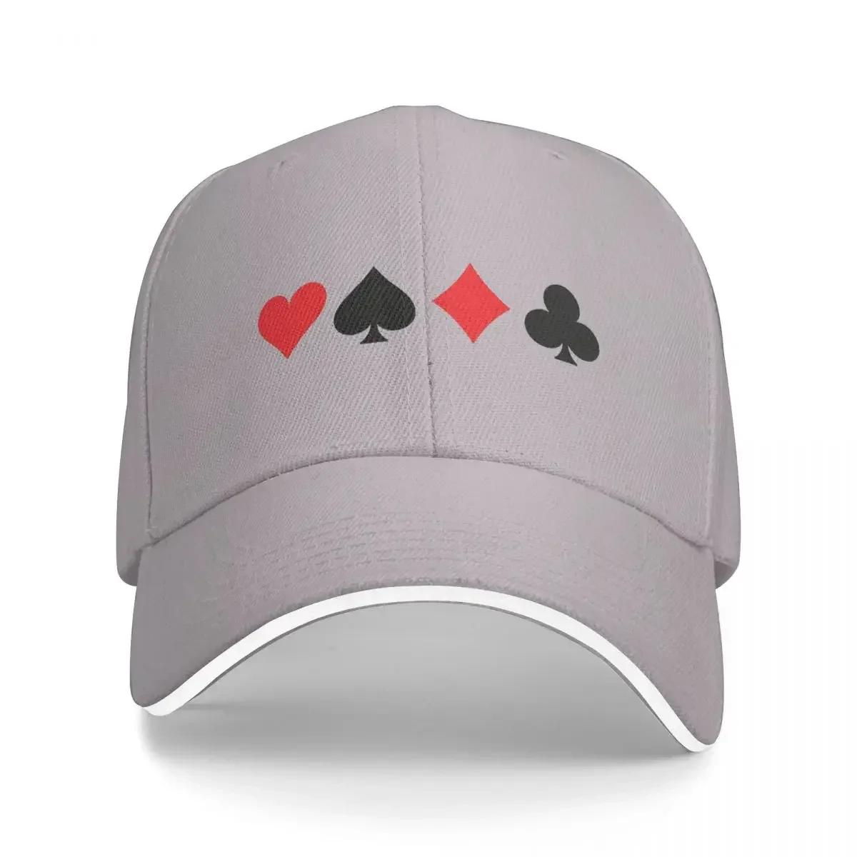 

Suit Cards Spades Hearts Diamonds Clubs Design Baseball Caps Snapback Fashion Baseball Hats Breathable Casual For Men And Women One Size сірий колір