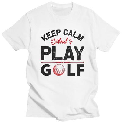 Custom Keep Calm And Play Golf T Shirts Men 100 Cotton Tees Tshirt Short Sleeve Fashion Tshirt Clothes