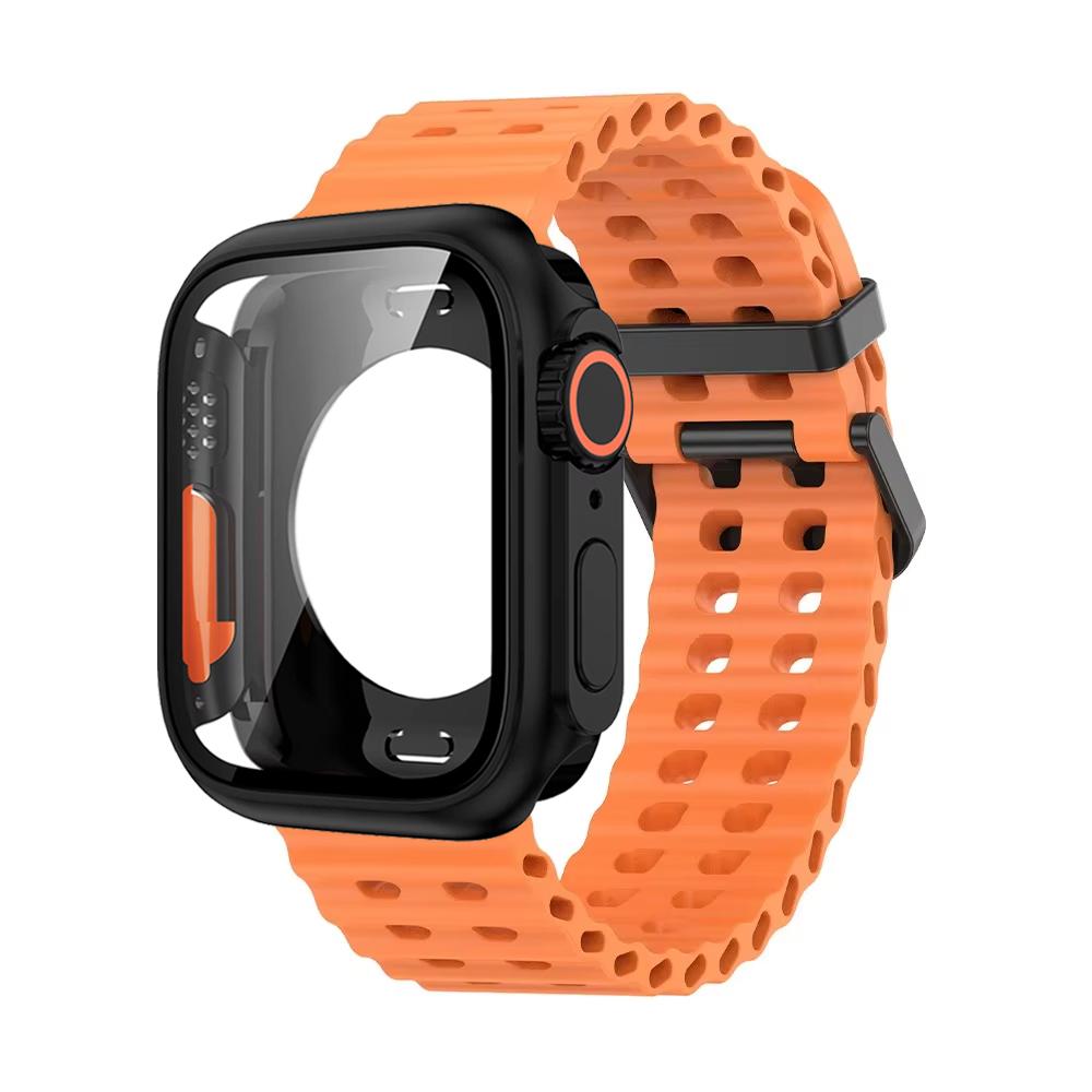 Ocean Silicone Strap+PC Case For Apple Watch Band  Series 11 10 46mm Metal Buckle Sports Bracelet Wristband iWatch 9 8 7 6 5 SE