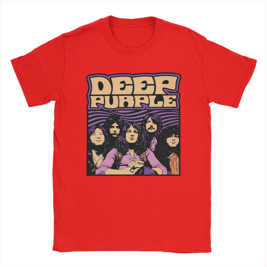 Classic Robot with Flashing LED Eyes Rock Band Deep Purple Men T Shirt Fashion Tees Short Sleeve Crewneck T-Shirt Cotton Tops