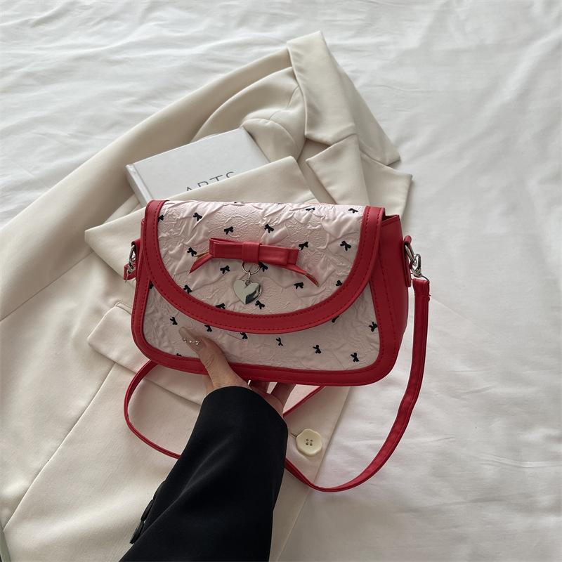 

Sweet sister bow underarm bag women s new niche shoulder small square bag versatile commuter messenger bag красный