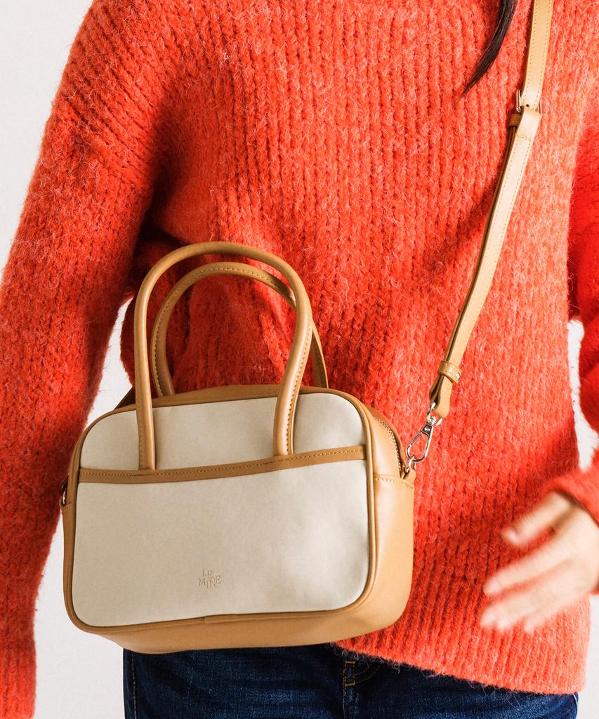 Lemine Mini Tote 2-Way Bag (Ivory/Tan)