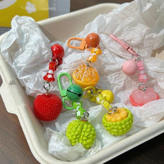 Bag Pendant Star Fruit Shape Bag Hanging Ornament with Bell Sound Stress Relief Charm Key Chain Hanging Ornament
