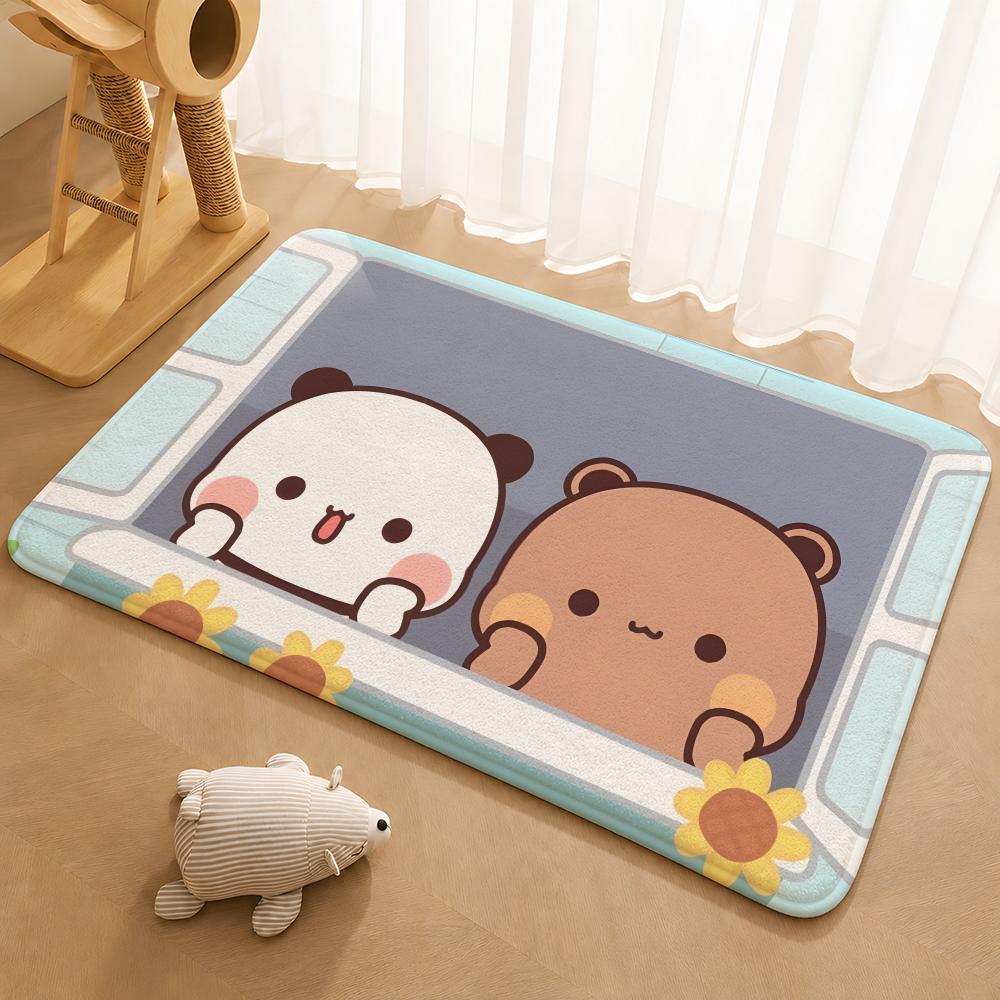 Kwai Anime Yier Bubu Floor Mat Floor Mat Soft Flannel Non-Slip Door Rug for Living Room