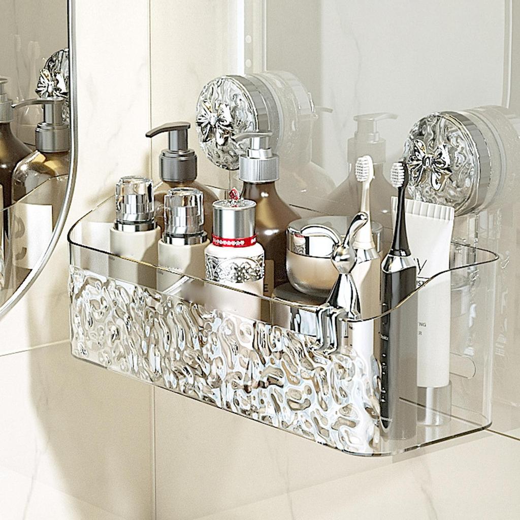 Shower Shelf Suction Cup Large Capacity Quick-Drain Suction Cup Storage Rack For Bathroom For Shampoo Soap Toothbrush