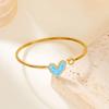 Stainless Steel Love Heart Shape Open Bracelet For Women  Zircon Exquisite Bangle Jewelry Gift
