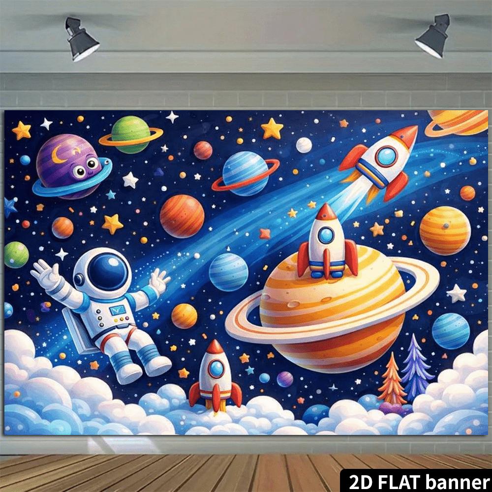 2D planar pattern background for space travel astronauts wandering in the starry sky