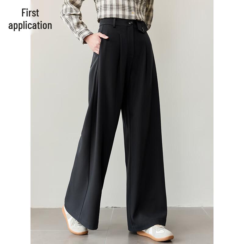Chushen Women's High-Waist Wide-Leg Draped Casual Pants