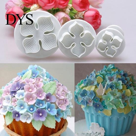 3 Stücke Hortensien Fondant DIY Form Blume Icing Dekorieren Cutter Plunger Backformen