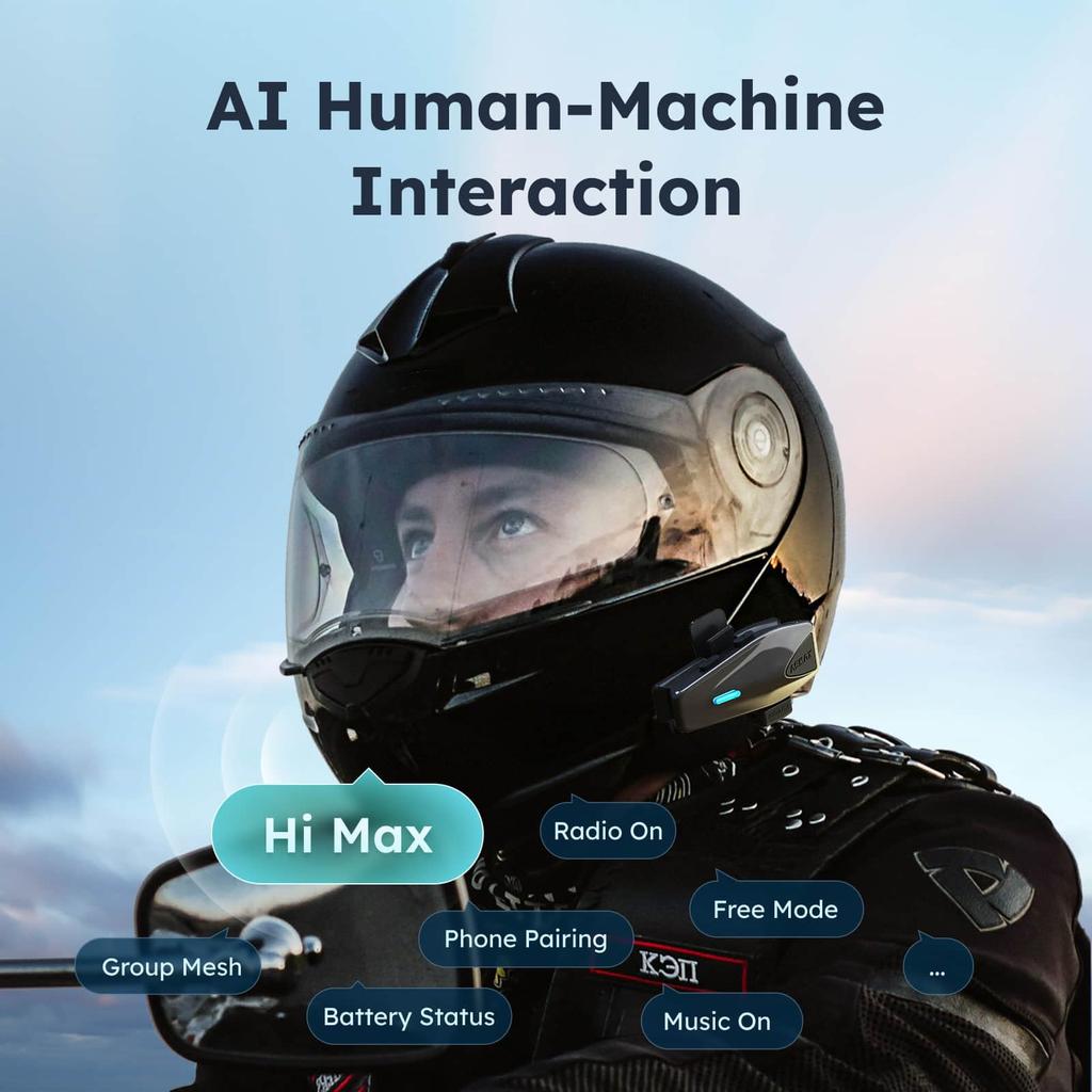 ASMAX Motorcycle Incom, S1, Motorcycle Incom, 8 People Simultaneous Mesh Communication, FM Radio, Music