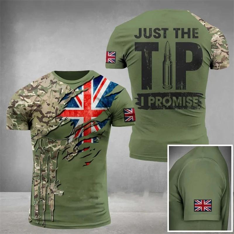 The UK Flag Camouflage T-Shirt For Men/Women 3D Print British Camo T Shirt England Veteran O-Neck Top Oversized Short Sleeve Tee