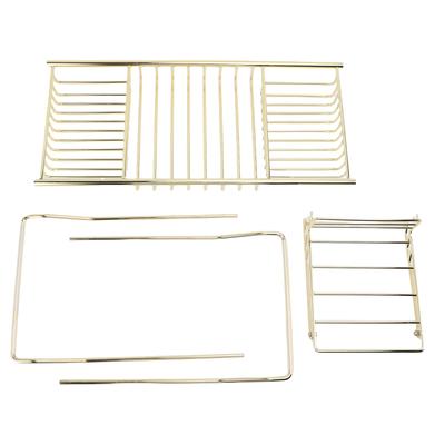 Shower Tub Tray Stainless Steel Expandable Over The Bathtub Rack with Phone Stand for Soap Shampoo Bath Balls Gold