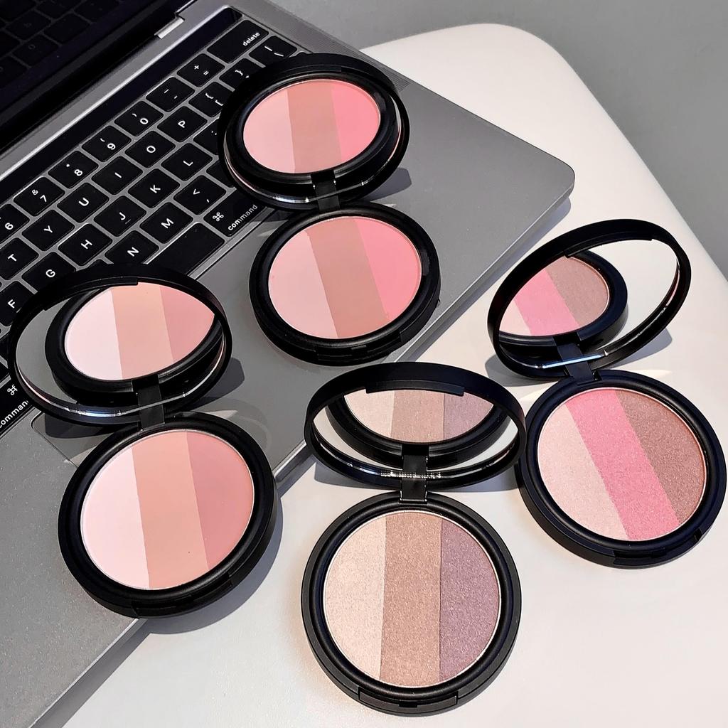 Three-color Blush SHAQINUO Matte Pearlescent Contouring and Long-lasting Powder Delicate Three-Color Rouge