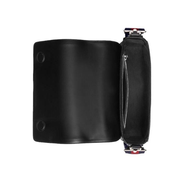 Gucci Letter Logo Magnetic Flap Closure Canvas And Leather Shoulder Crossbody Bag Men Bags Black 771167-K5RLN-1095