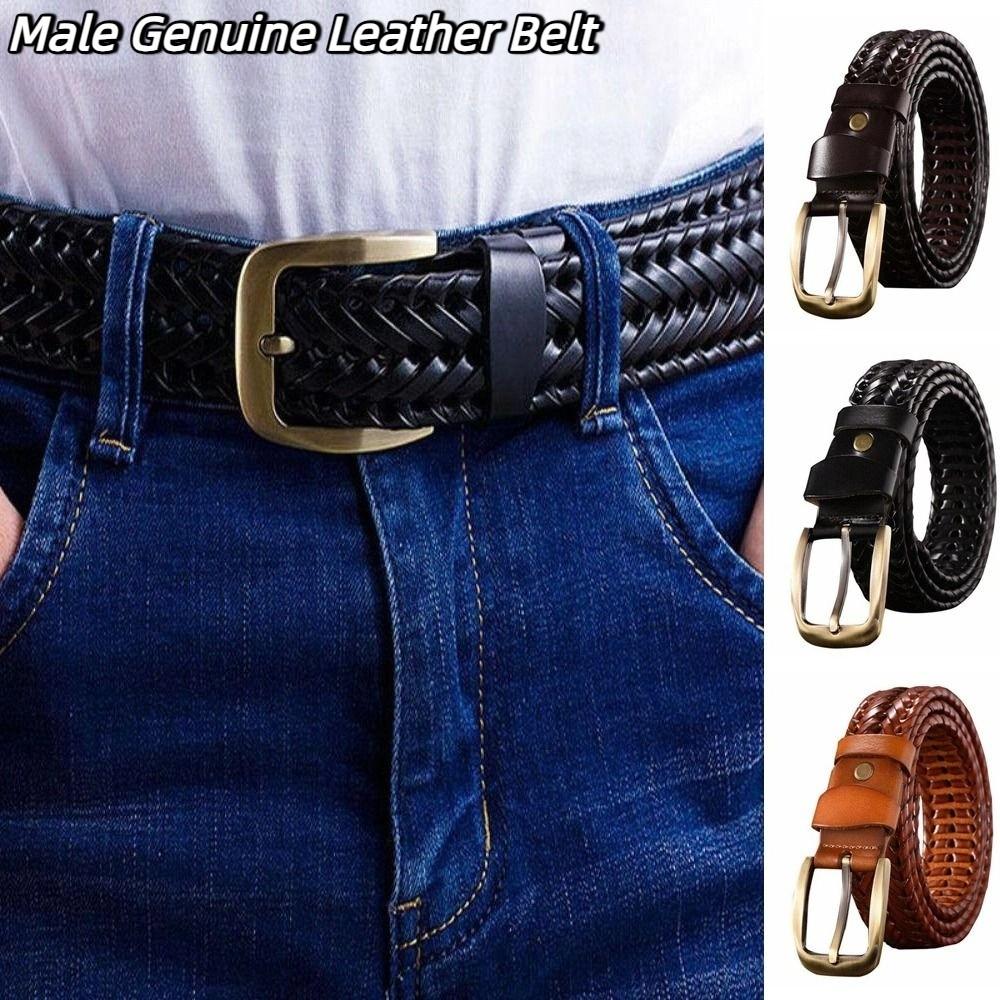 Zinc Zinc Alloy Men Weave Belt Retro Jeans Waistband Fashion Male Genuine Leather Belt  Ornament
