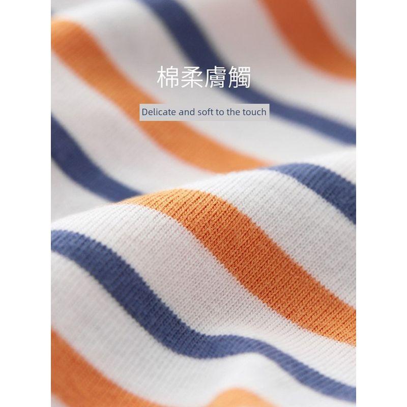 Style Pure Cotton Thin Short-Sleeved T-Shirt for Boys and Girls, Striped Half-Sleeved Shirt for Boys and Girls, Round-Neck Shirt for Older Kidsren