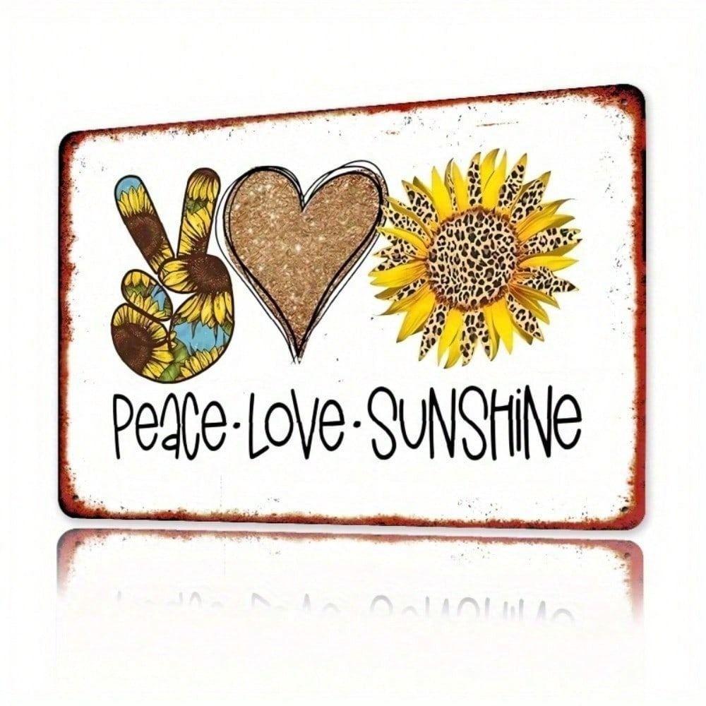 Vintage Sunflower Butterfly Tin Sign, Metal Poster for Farmhouse Wall Decor