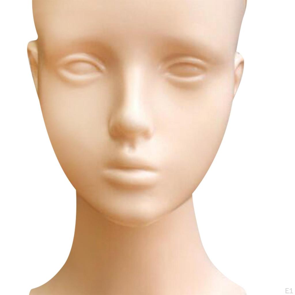 Mannequin Head Female, Face Makeup Doll for Hats Wig Making