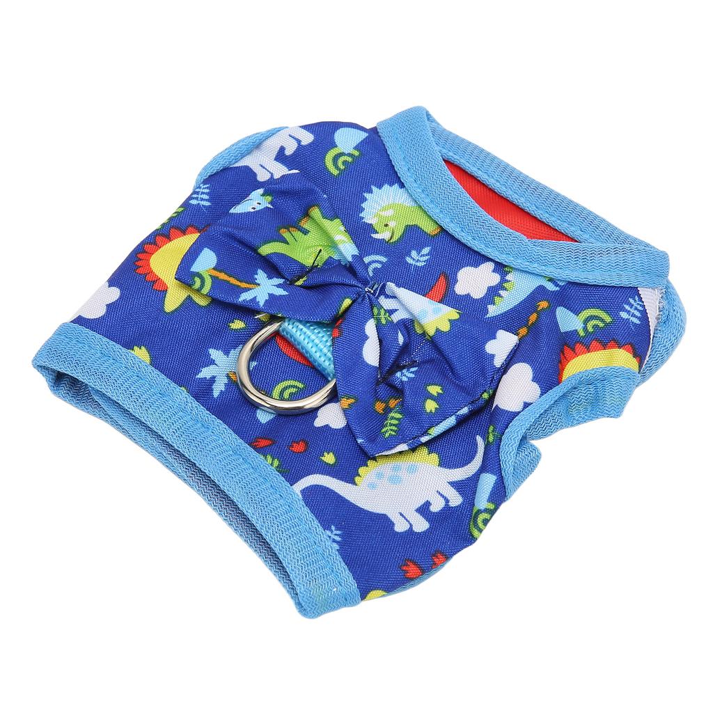 Cat Vest Harnesses and Leash Cartoon Dinosaur Pattern Breathable Cat Walking Vest with Strips for