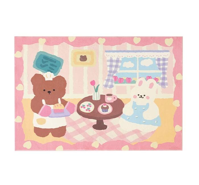Niedliche Teppiche für das Wohnzimmer Cartoon-Mädchen Schlafzimmerdekoration Nachttischteppich Heimteppiche Flauschiger Weicher Wohnzimmerteppich Rosa Fußmatte