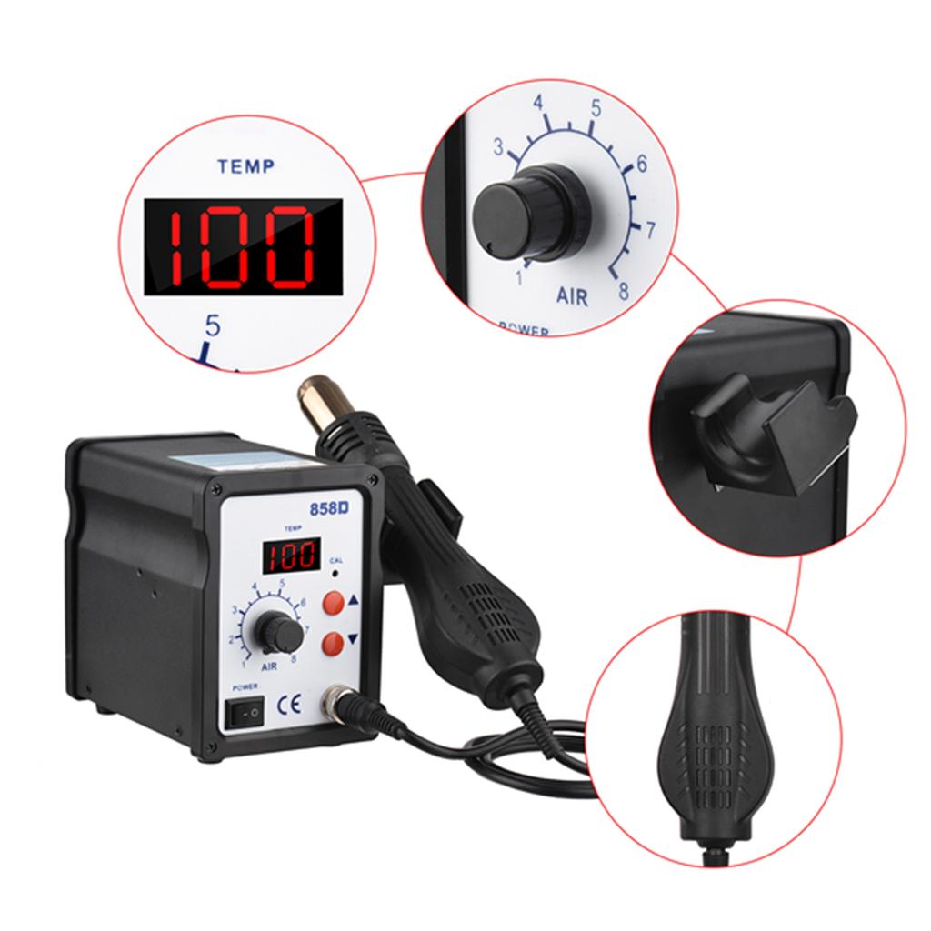Brushless Hot Air Rework Station LED Digital 100℃-480℃ (212℉-896℉) Adjustable Air 700W Portable Electric Desoldering Gun