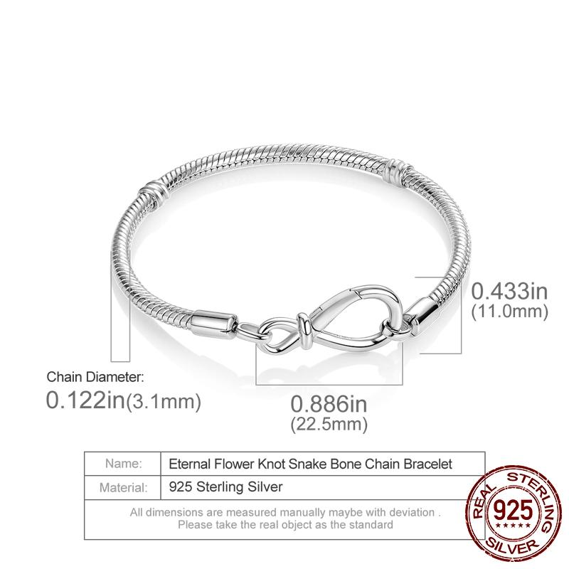 Design Sparking Butterfly Paw Heart Snake Chain Bracelet fit Charm Bead DIY Women 925 Sterling Silver Jewelry