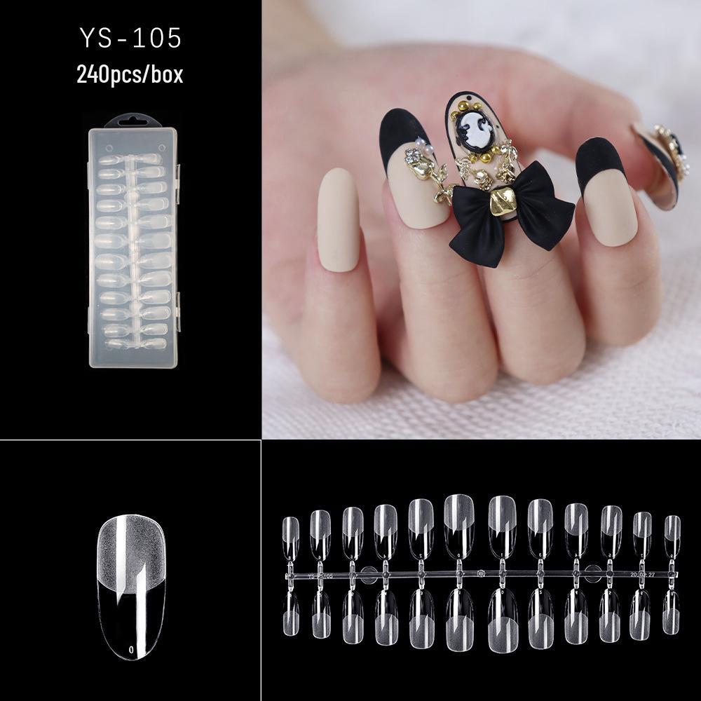 504-Piece Boxed Trapezoid Almond False Nail Tips, Matte & Transparent, No Filing Needed