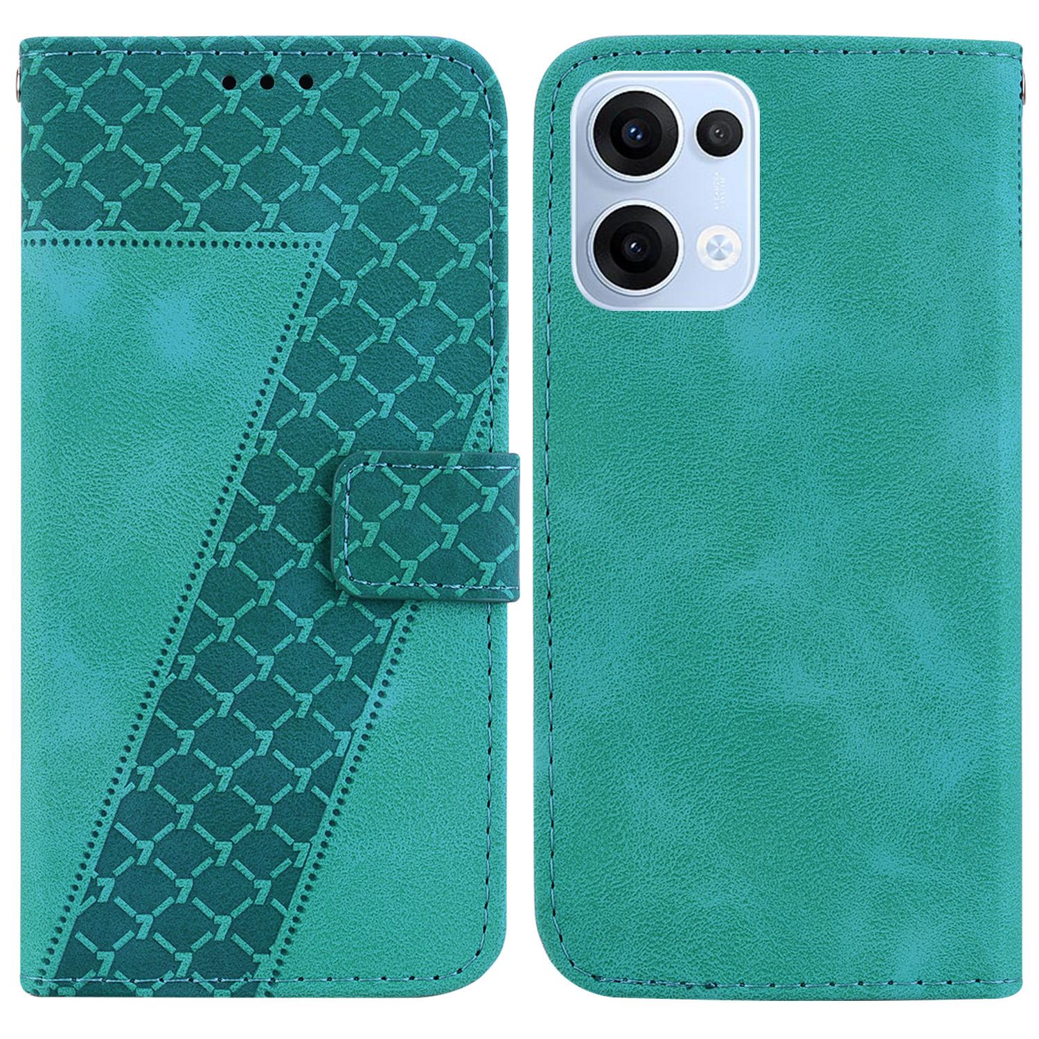 

Для Oppo Reno13 5G (Глобальний) Чохол-підставка зі шкіри з тисненням у вигляді 7-подібного візерунка Green