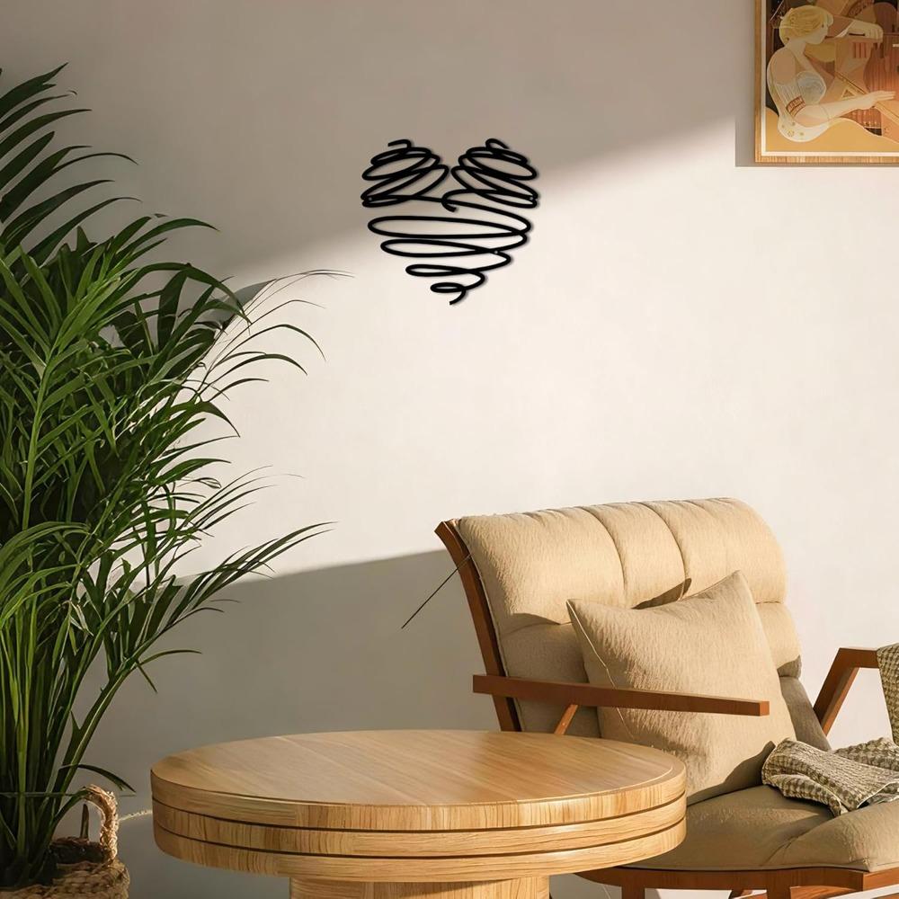 Continuous Line Metal Heart Wall Art, Abstract Sculpture Romantic Home Decor, Love Symbol Gift for Valentine's Day Christmas Wedding