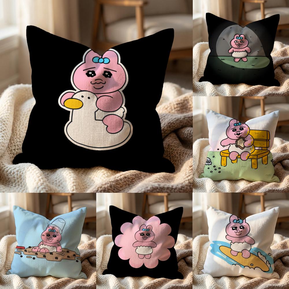 Kawaii O-Opanchu Usag Cushion Cover Multi-Scene Pillow Cover for Home & Car - Reversible, Soft & Durable for Daily Use