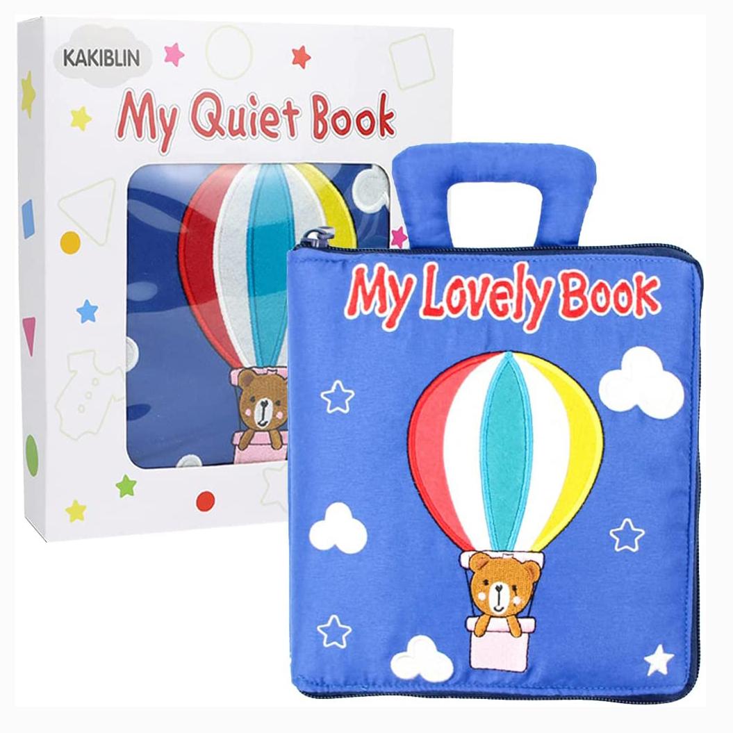 

Тихая книга для малышей, портативная детская мягкая книжка для занятий, нетоксичная игрушка для раннего обучения, базовых жизненных навыков 21x19.5cm синий