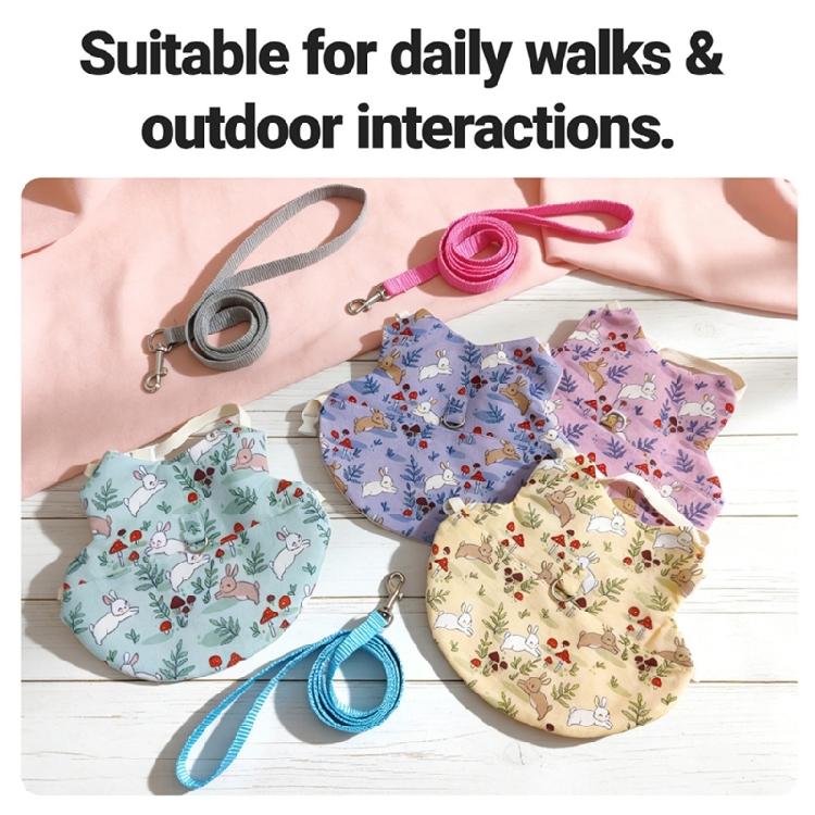 Fashion Rabbit Print Pet Harnesses With Detachable Leashes Soft Cotton Suitable for Small Animals