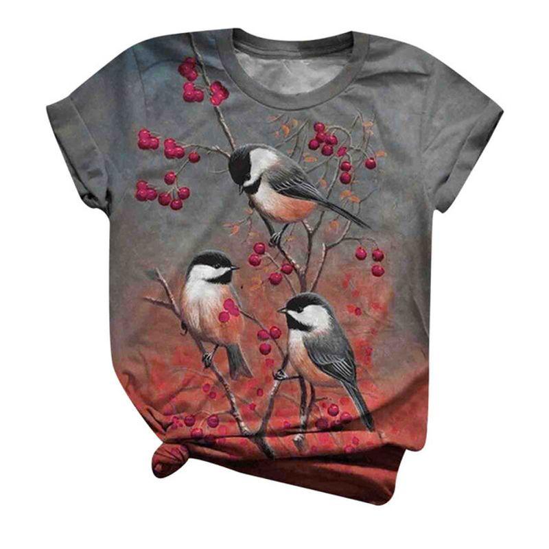 

Принт с коротким рукавом круглый вырез свободный пуловер с коротким рукавом принт круглый вырез свободный 4d-d5773 3XL