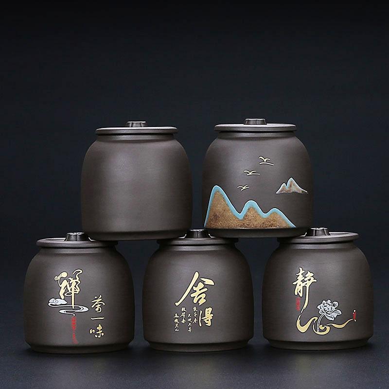 220ml Lattina da Tè Yuanshan in Argilla Viola Piccola Lattina per Conservazione del Tè Scatola per Tè Pu-erh Lattina a Prova di Umidità Barattolo per Tè Nero