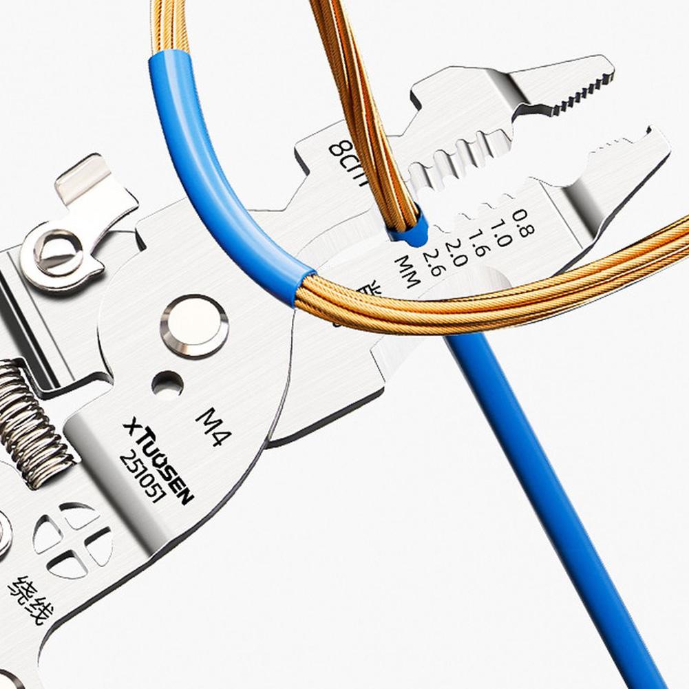 Foldable Electrician Wire Stripping Pliers Multifunctional Wire Crimper Cable Tools for Cutting Peeling Wiring