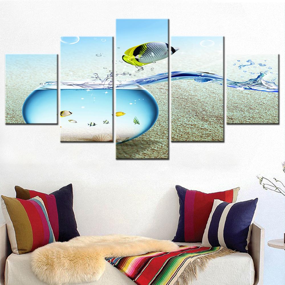 

Beach Aquarium Canvas Wall Art Pictures Abstract Baby Room Decoration Modern Home Decor Set Modular Wall Painting With 20X35 20X45 20X55cm