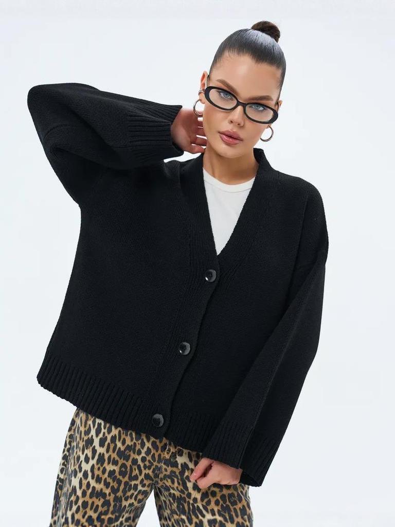Women's Thick Pink Knit Cardigan - European & American Style