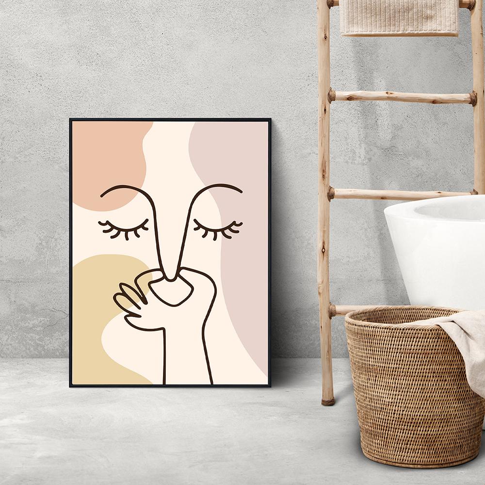Funny Toilet Art Poster Bathroom Wall Decor Guest WC Neutral Colors Print Canvas Painting Humoristic Line Abstract Pictures
