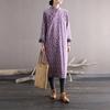 Johnature Women Loose Padded Dress Vintage Print Floral Stand Long Sleeve Dresses Winter Chinese Style Casual Clothing