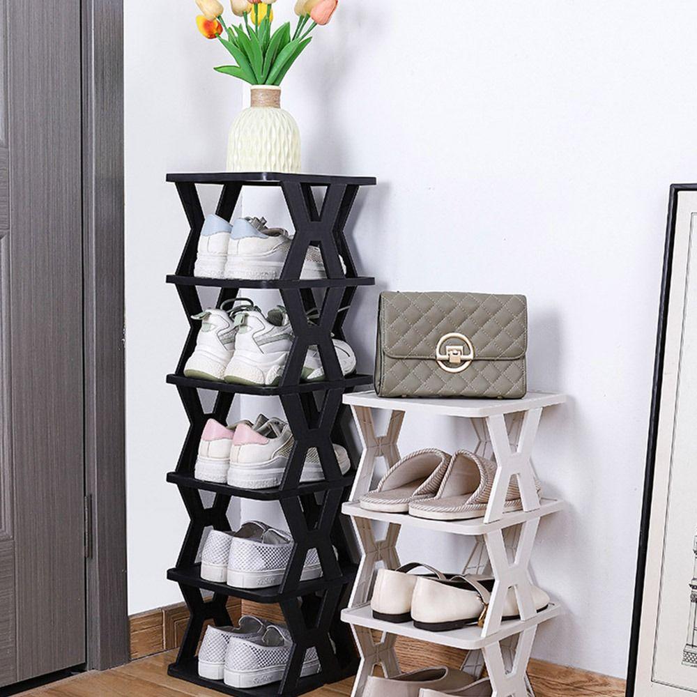 Durable Plastic Shoe Rack for Entryway Assembled Dustproof Shoes Storage Stackable Sturdy Shoe Organizer for Door Entrance