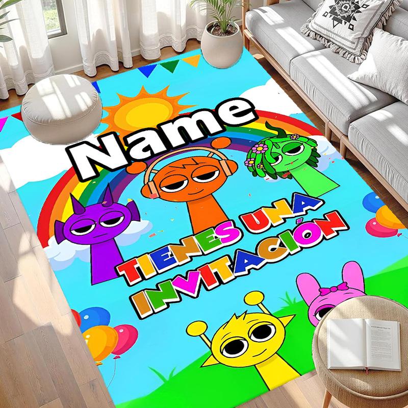 Custom Name Personalized Sprunki Game Print Carpet, Versatile Home Decor Rug, for Playroom, Apartment, Balcony, Entryway, Hallway Gift