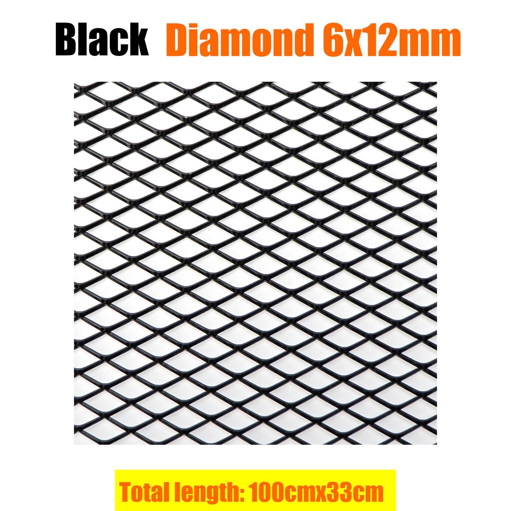 100x33cm Diamond Hole Aluminium Racing Car Bumper Grille Grill Mesh Net Vent Black Silver Red Blue Tuning Universal